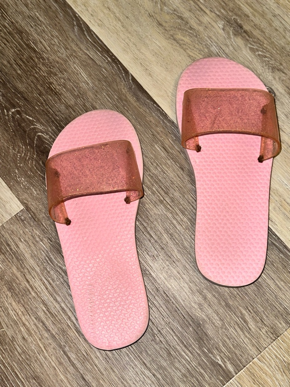 Pink Slide Sandals with Glitter Strap